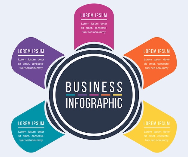 Infografisch ontwerp 5 Opties bedrijfsinformatie