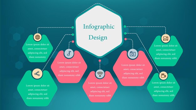 Vector infografisch ontwerp met 9 elementen