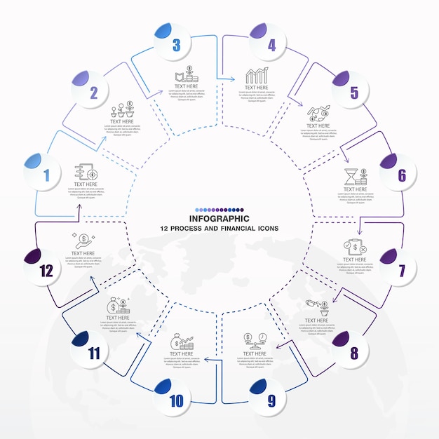 Infografisch ontwerp met iconen en 12 opties of stappen Infografisch bedrijfsconcept