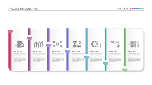 Infografisch ontwerp met iconen en 7 opties of stappen