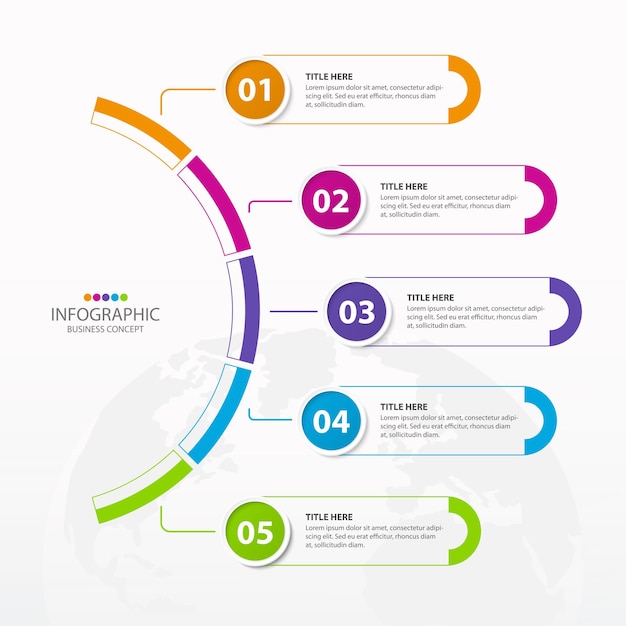 Infografisch ontwerp met pictogrammen en 5 opties of stappen Dunne lijn vector