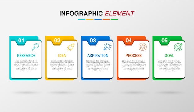 Vector infografisch ontwerp met pictogrammen en 5 opties of stappen infografisch bedrijfsconcept