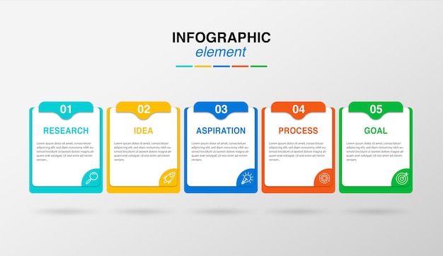 Infografisch ontwerp met pictogrammen en 5 opties of stappen infografisch bedrijfsconcept