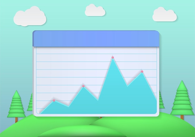 Infografisch scherm met wolken- en luchtachtergrond