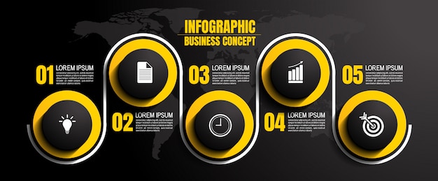 Infografisch sjabloon met 5 stappen