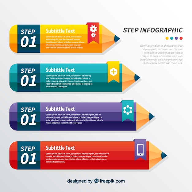 Infografisch sjabloon met potloden