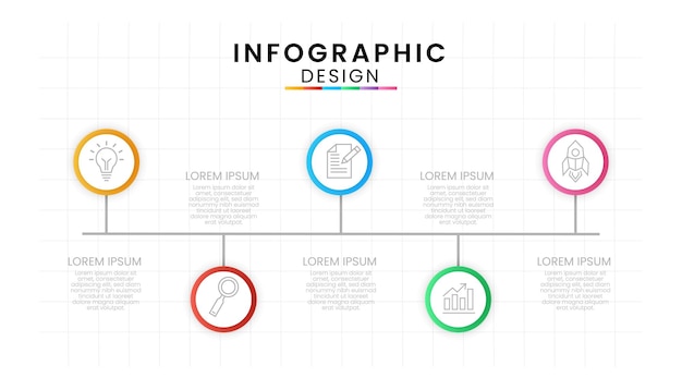 Infografisch sjabloon voor Business Circle-concept met 5 stappen