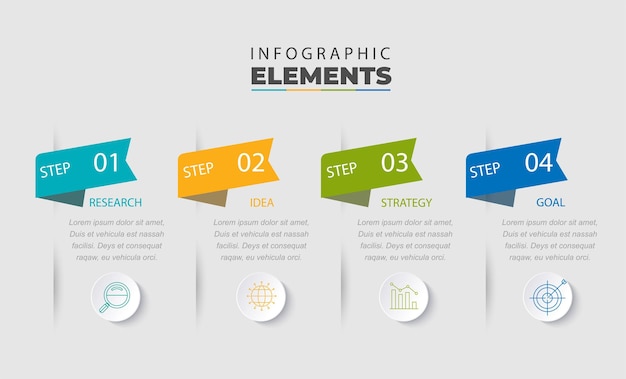 Infografische sjabloonontwerp voor bedrijfsconcept sjabloon tijdlijn 4 stappen