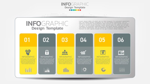 Infograph stappen kleurelement met pijl, grafiek diagram, online marketing bedrijfsconcept.