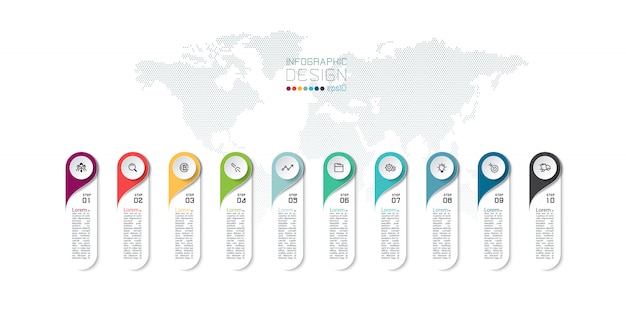 Infographic 10 steps modern design.