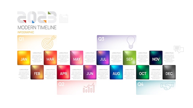 Infographic 2023 template for business modern timeline diagram calendar and 4 quarter topics can be used for vector infographics flow charts presentations websites