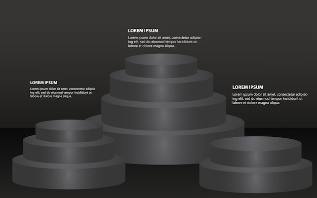 Infographic 3d elements or diagrams black color