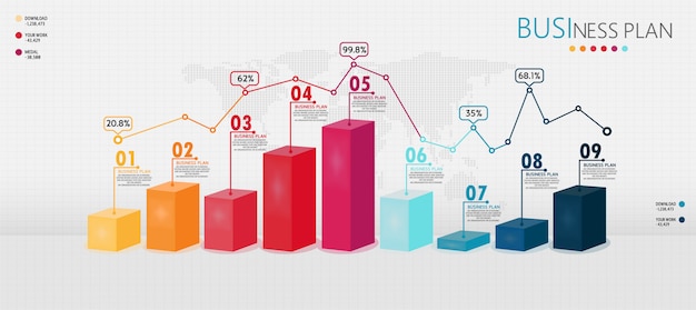 Vettore elementi di infografica 3d o diagrammi di imprese educative possono essere utilizzati nella fase di insegnamento e apprendimento.