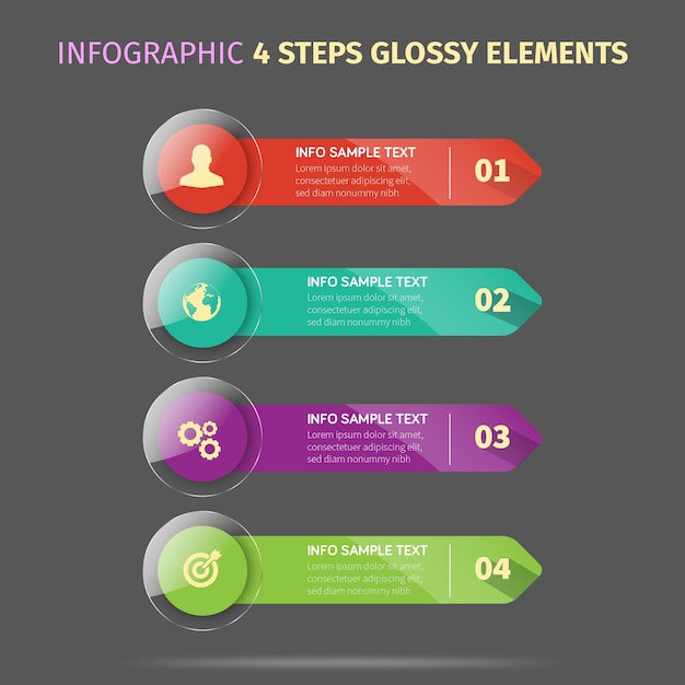Вектор infographic 4 опции глоссионные элементы для печати