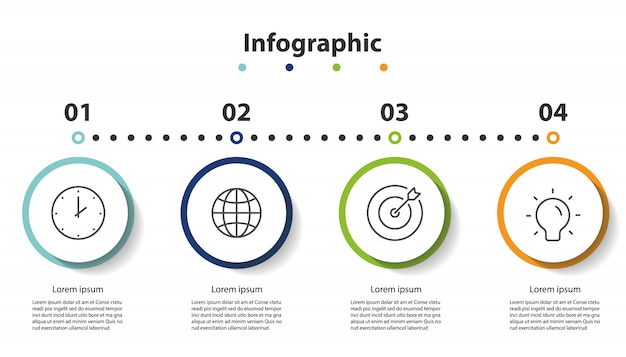 Infographic 4 stap presentatie, infographic lineaire cirkel
