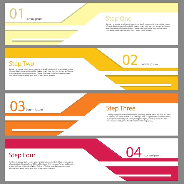 インフォグラフィック4ステップ長方形ベクトルテンプレートプロセスの概念戦略または教育学習のためのステップ