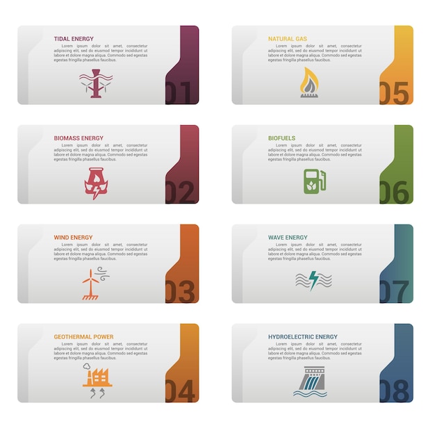 Infographic alternative energy template icons in different