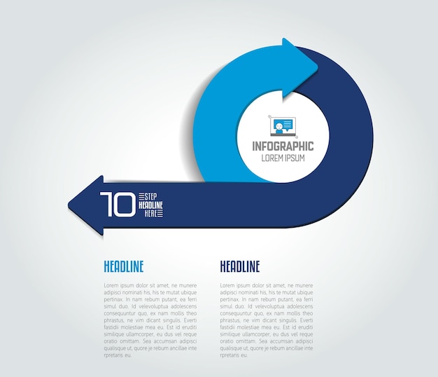 Grafico del diagramma del modello del cerchio della freccia di infografica con i campi di testo