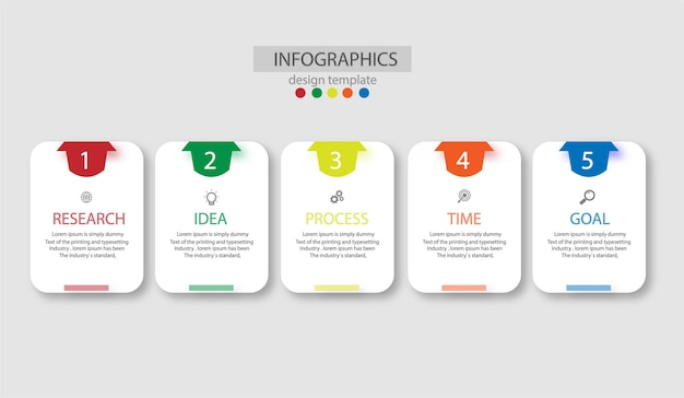 Infographic arrow design with 5 options or steps.