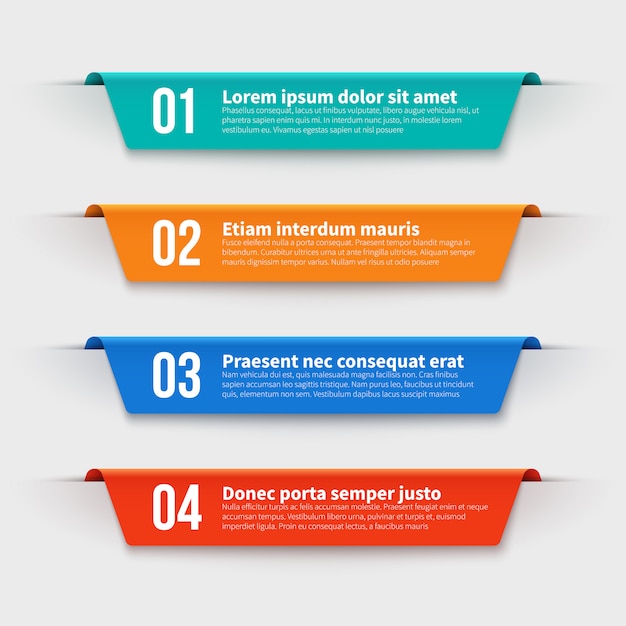 Vector infographic banners. kleurlabels met stappen en opties ingesteld