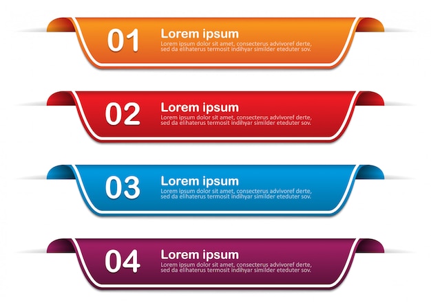 Vector infographic banners met 4 opties, stappen. sjabloon. illustratie