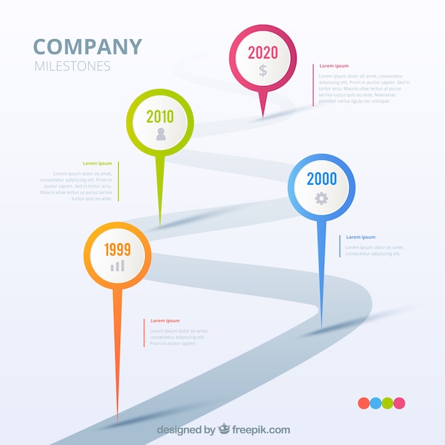 Infographic bedrijf mijlpalen concept met weg