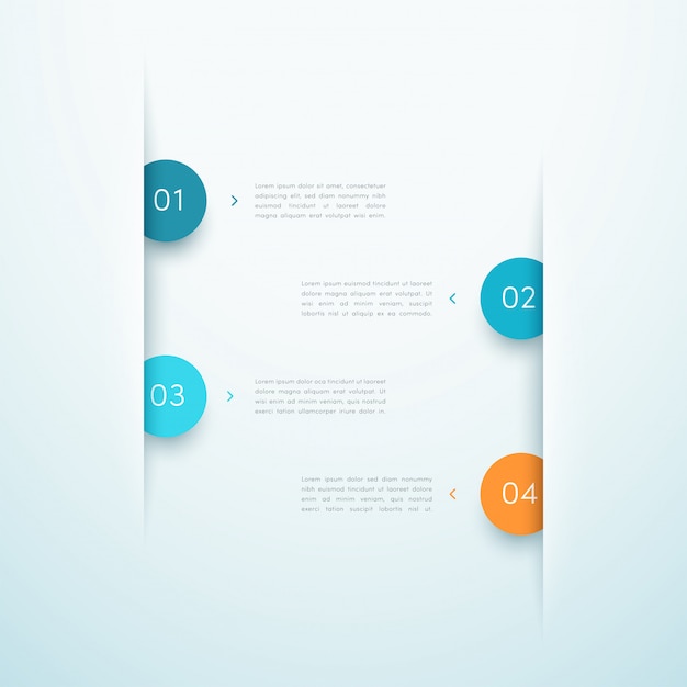 Infographic bedrijfslay-outontwerp nummer stappen eén tot vier