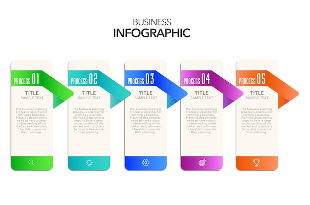 Infographic Bedrijfsprocesopties of stappen infographic sjabloonvoorraad