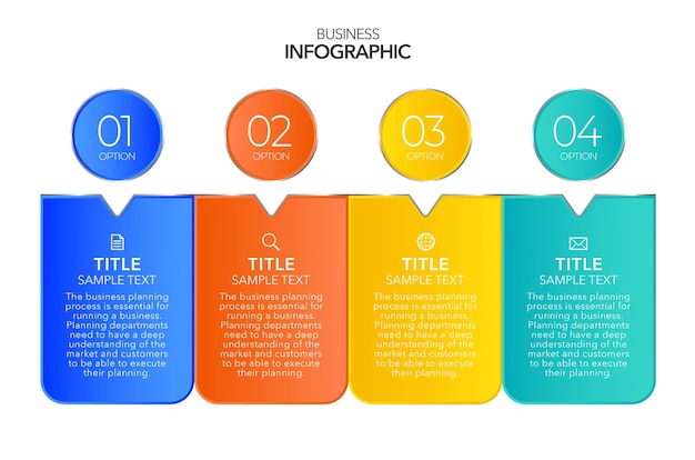 Infographic Bedrijfsprocesopties of stappen infographic sjabloonvoorraad