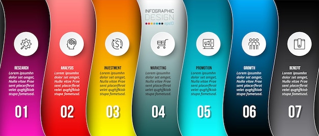 Vector infographic bedrijfssjabloon met stap- of optieontwerp