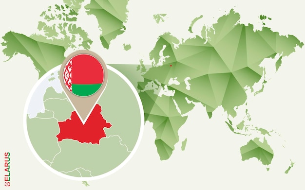 Infographic for Belarus detailed map of Belarus with flag