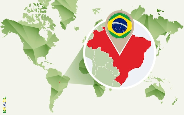 Инфографика для Бразилии подробная карта Бразилии с флагом
