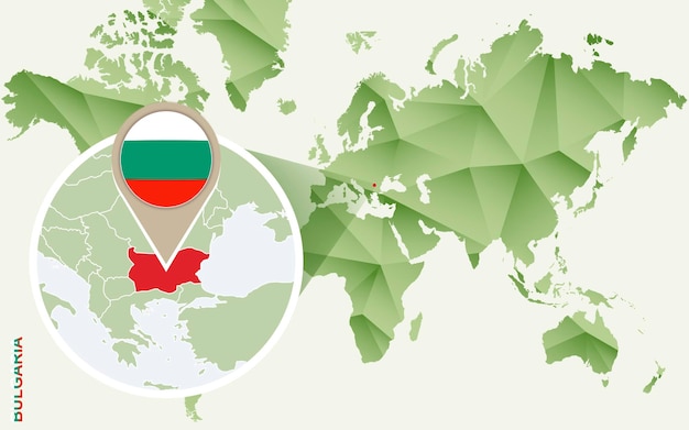 Infographic for Bulgaria detailed map of Bulgaria with flag