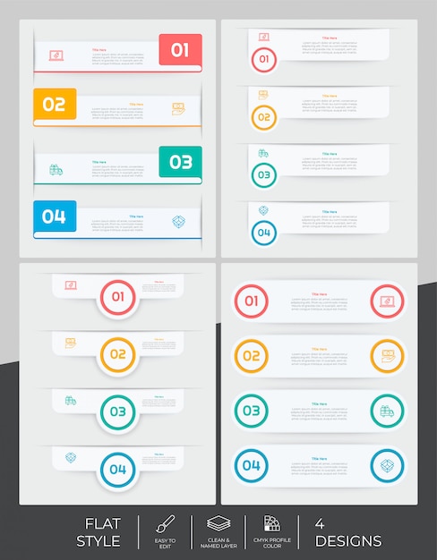 Infographic-bundel met moderne stijl en kleurrijk concept voor presentatiedoel, zaken en marketing.