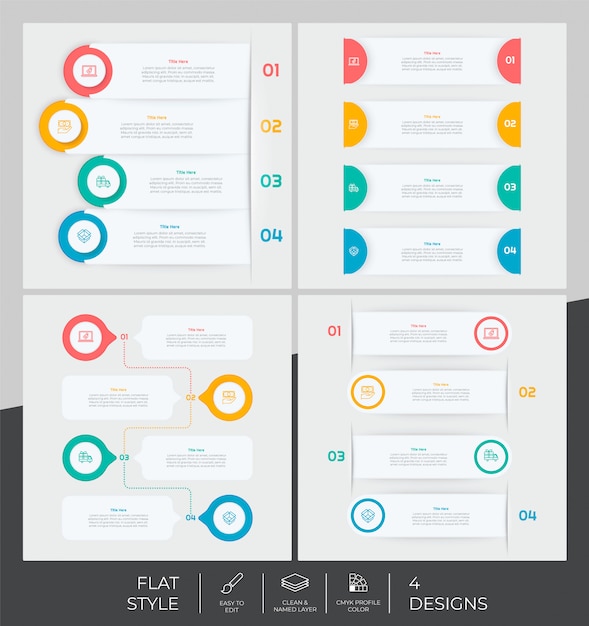 프레 젠 테이 션 목적, 비즈니스 및 마케팅에 대 한 현대적인 스타일과 화려한 개념으로 설정 Infographic 번들.