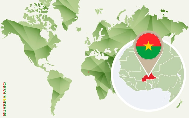 Infografica per burkina faso mappa dettagliata del burkina faso con bandiera