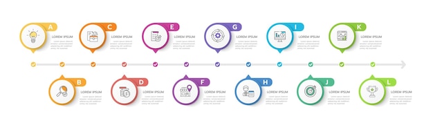 infographic business 12 months modern timeline diagram calendar with gantt chart vector infographic