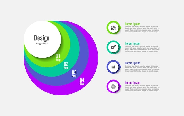 インフォ グラフィック ビジネス バナー テンプレート 4 つのステップでカラフルなグラデーション デザイン