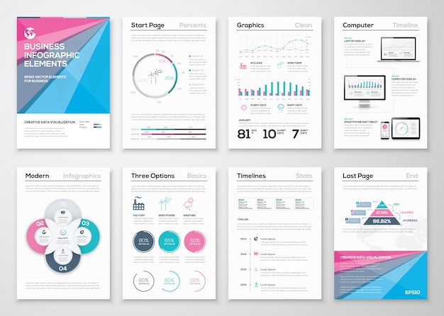 Vector infographic business brochure templates for data visualization