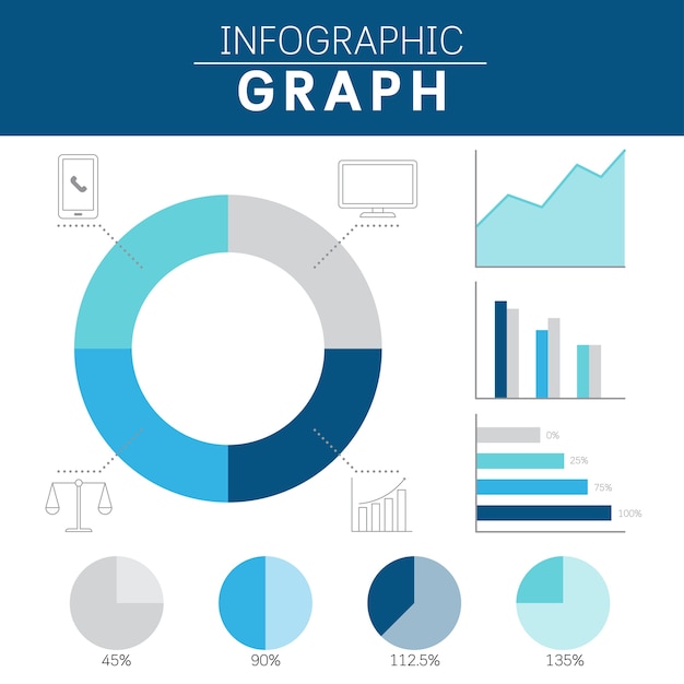 インフォグラフィックビジネスチャートとグラフアイコン。