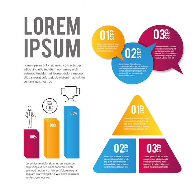 Vettore infografica dati aziendali e informazioni sulla strategia