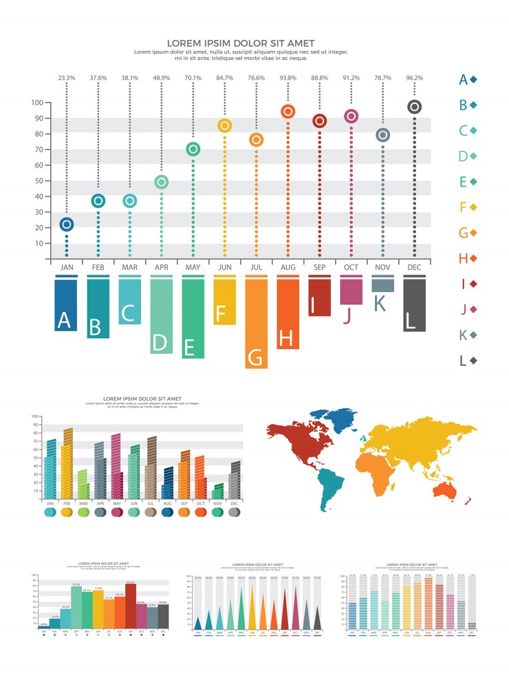 Infographic business design elements. Infograph template collection. Creative graphic set