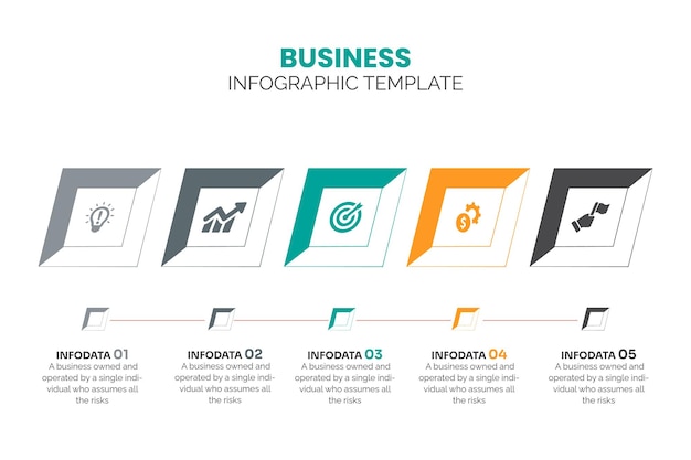 인포그래픽 비즈니스 수평 타임라인 프로세스 차트 템플릿 터 현대 배너 텍스트 박스 사용