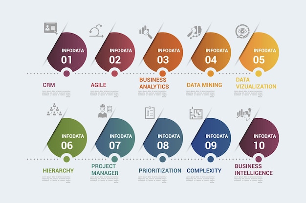 Infographic business intelligence sjabloon pictogrammen in