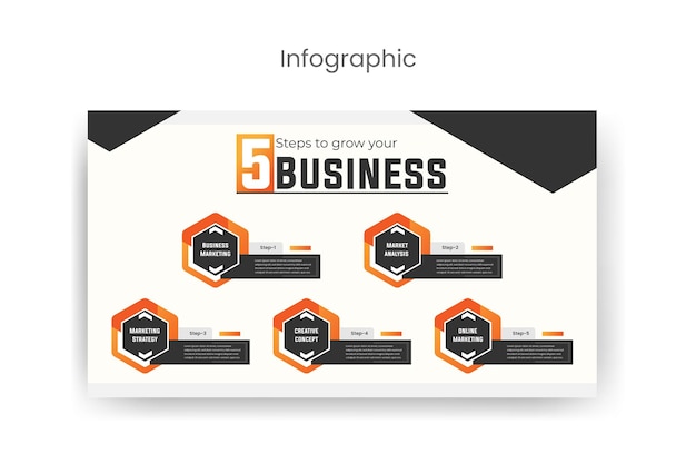 Vector infographic business presentation template design premium vector 5 steps infographic