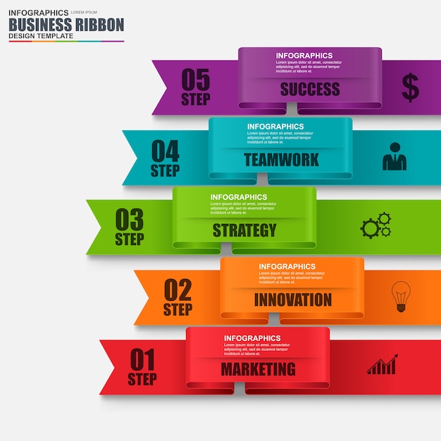 Vector infographic business ribbon vector design template. can be used for workflow processes