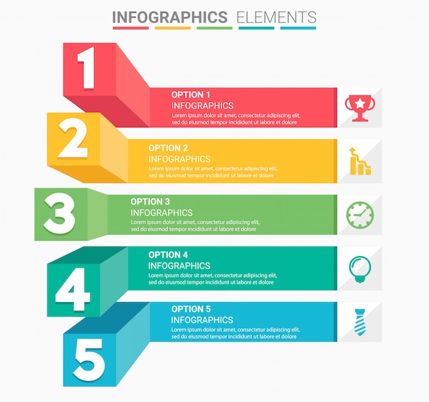 Vettore scala di affari infografica con cinque gradini