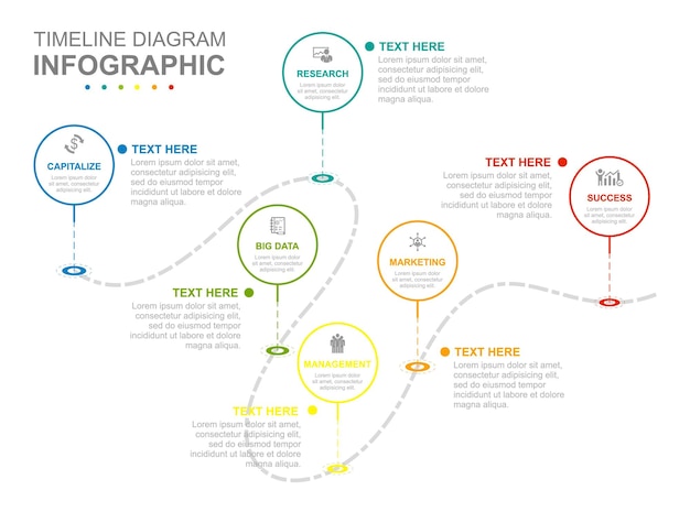 ベクトル インフォ グラフィック ビジネス テンプレート 8 ステップ モダンなタイムライン ダイアグラム サークル コンセプト プレゼンテーション