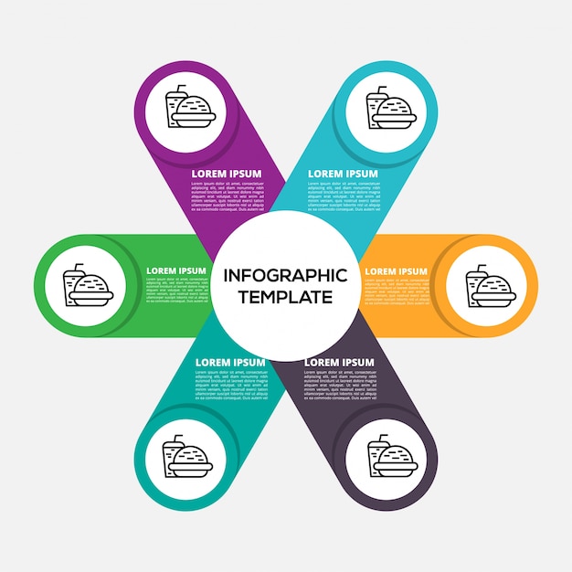 Modello di business infografica pulito e moderno con colorato