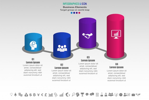 Modello di grafico processo di infografica business timeline